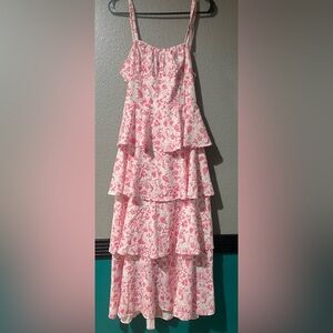 Floral Pink Ruffle Dress